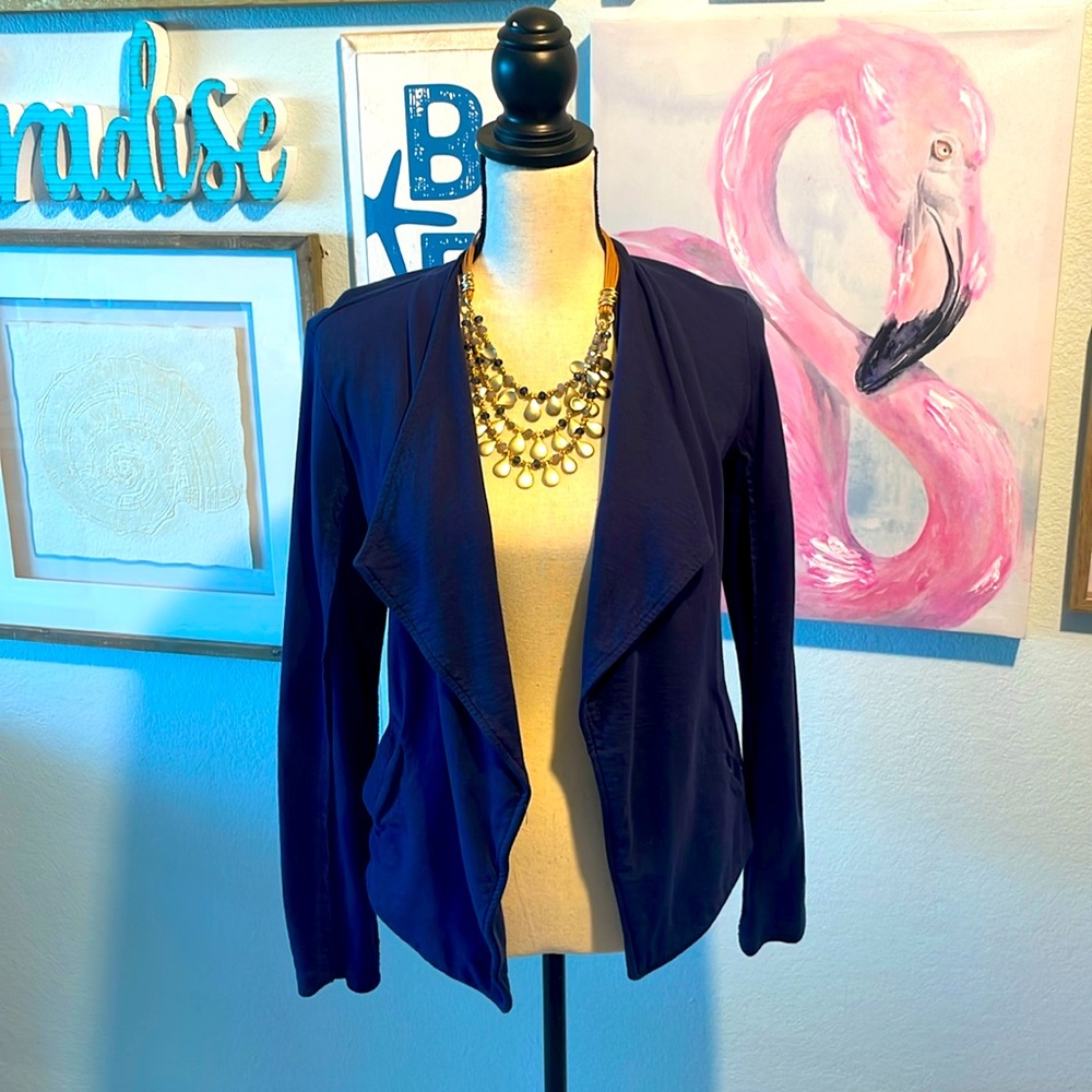 Navy Blue Drape Front Jacket small